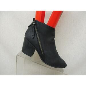 Steve Madden Womens Black Leather Side Zip Ankle Boots Bootie Size 5.5 GUC